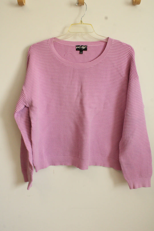 Lord & Taylor Pink Ribbed Long Sleeved Knit Sweater | XL