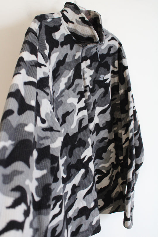 Starter Fleece Gray Black Camo 1/4 Zip Pullover Sweatshirt