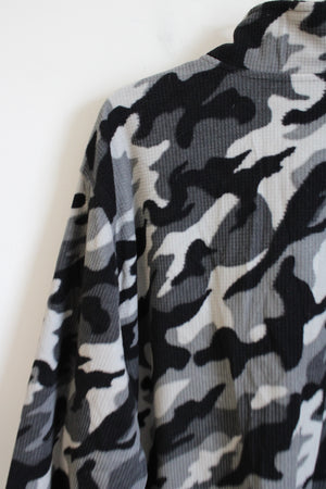Starter Fleece Gray Black Camo 1/4 Zip Pullover Sweatshirt