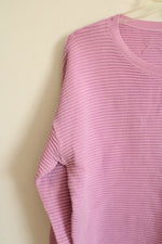 Lord & Taylor Pink Ribbed Long Sleeved Knit Sweater | XL