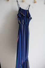 Banana Republic Navy Blue Striped Chiffon Dress | XS