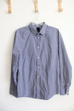 H&M Slim Fit Blue & White Plaid Button Down Shirt | L