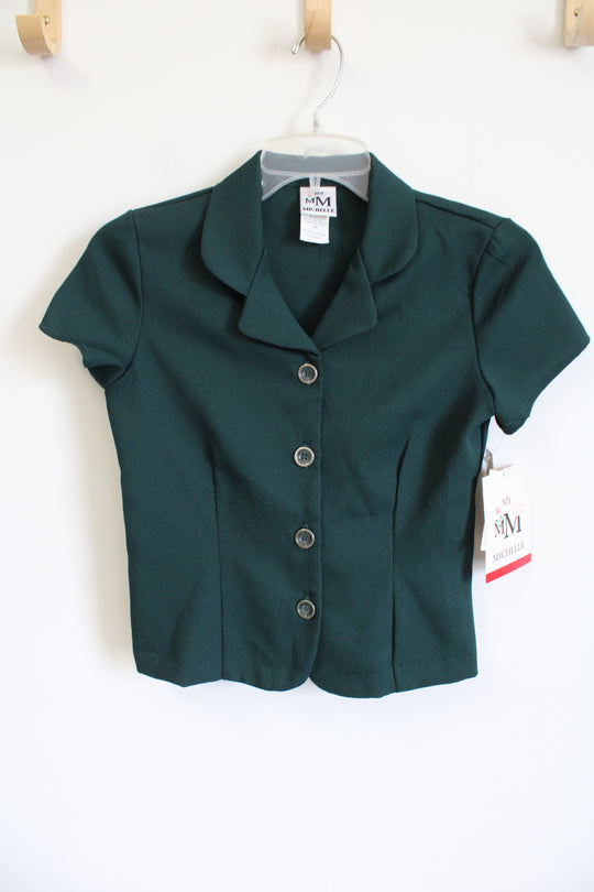 NEW My Michelle Button Up Green Short-Sleeve Shirt | 14
