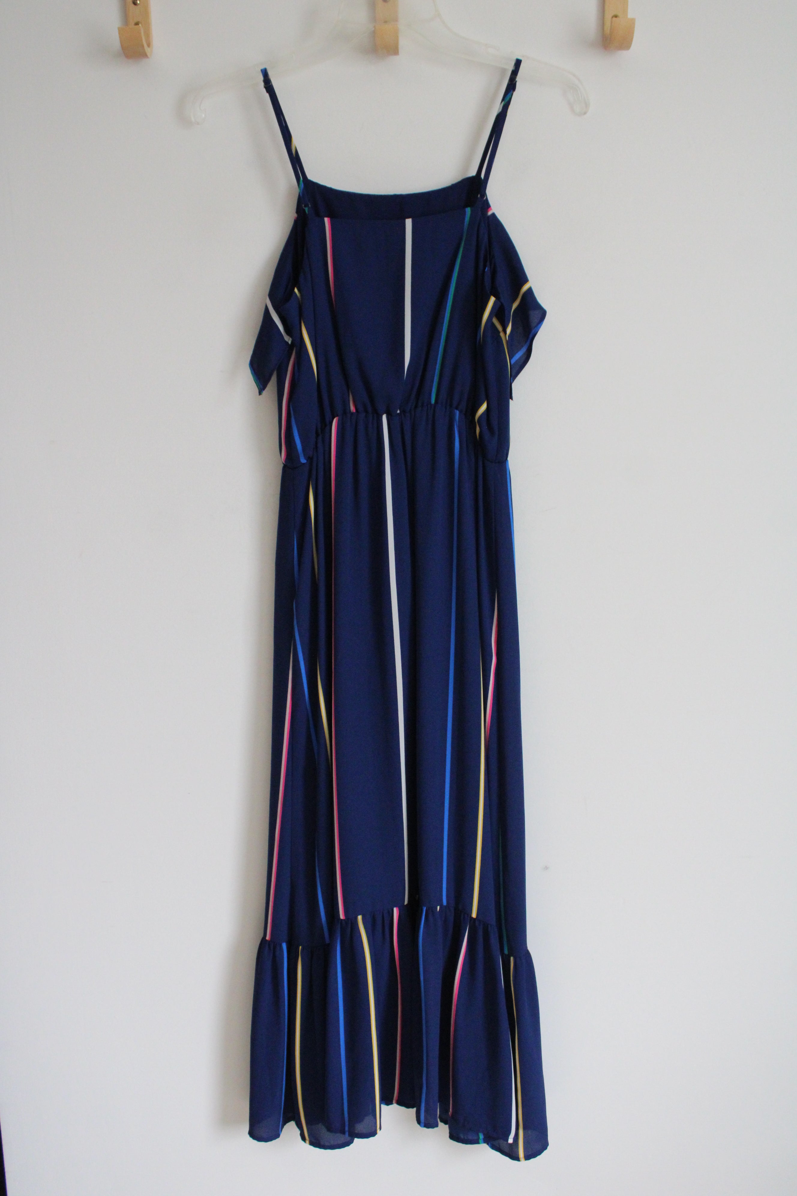 Banana Republic Navy Blue Striped Chiffon Dress | XS