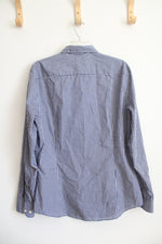 H&M Slim Fit Blue & White Plaid Button Down Shirt | L