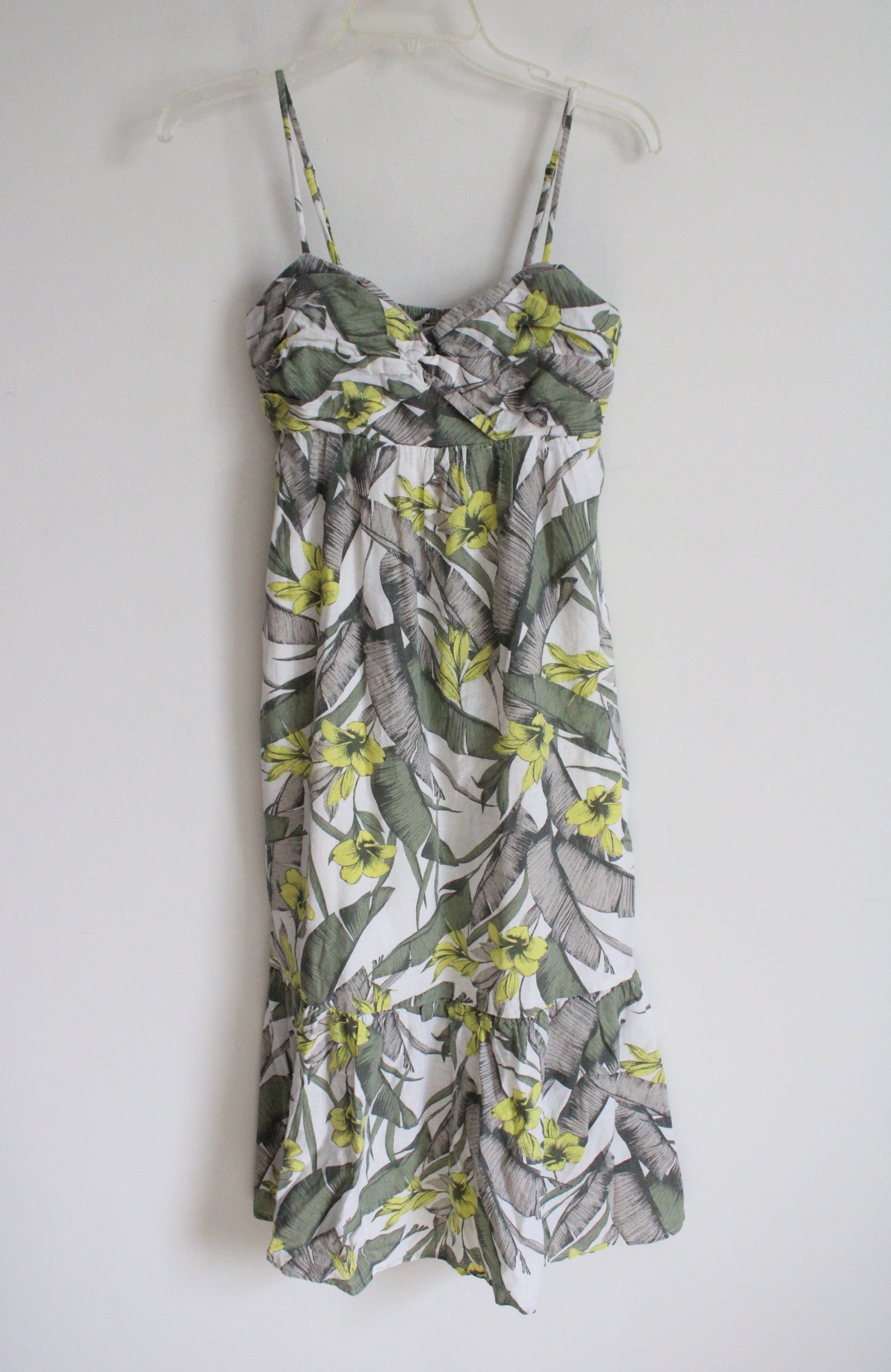 Banana Republic Green Tropical Leaf Linen Blend Dress | 4