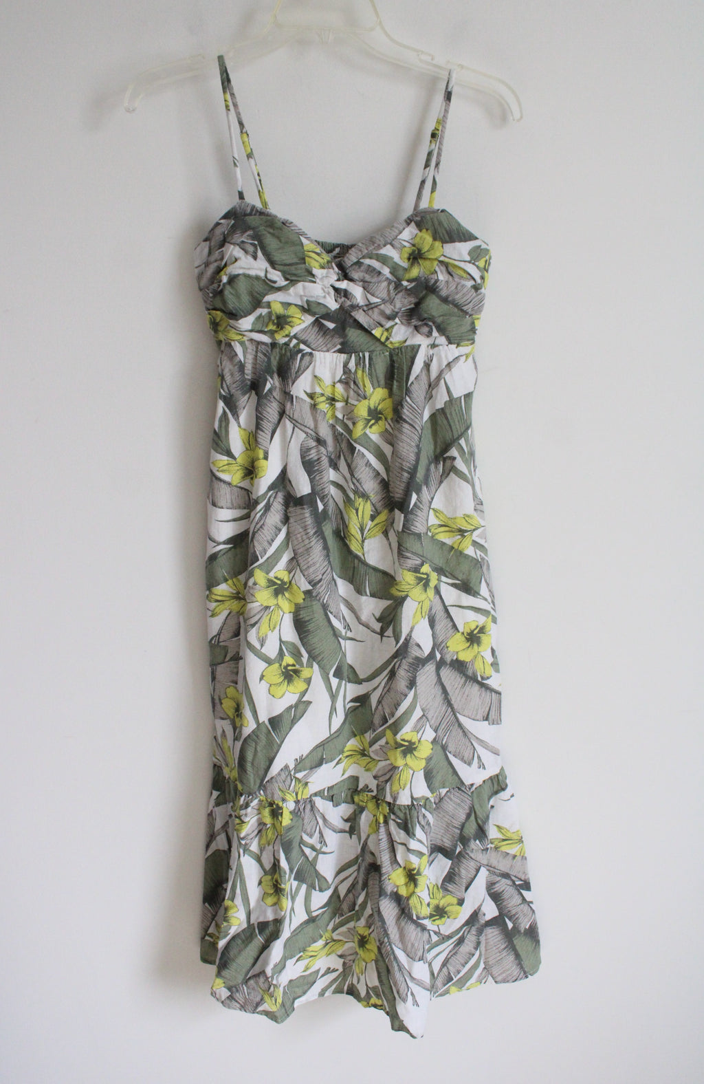 Banana Republic Green Tropical Leaf Linen Blend Dress | 4