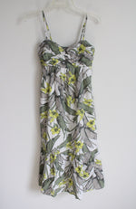 Banana Republic Green Tropical Leaf Linen Blend Dress | 4