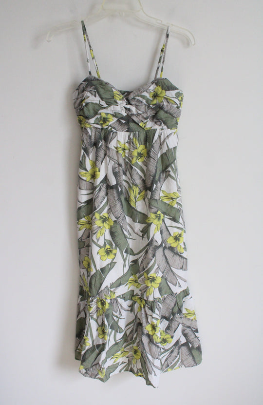 Banana Republic Green Tropical Leaf Linen Blend Dress | 4