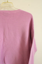 Lord & Taylor Pink Ribbed Long Sleeved Knit Sweater | XL