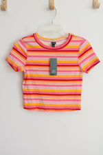 NEW Wild Fable Pink Orange Striped Crop Tee | S