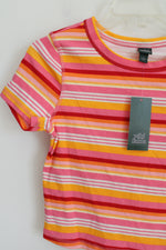 NEW Wild Fable Pink Orange Striped Crop Tee | S