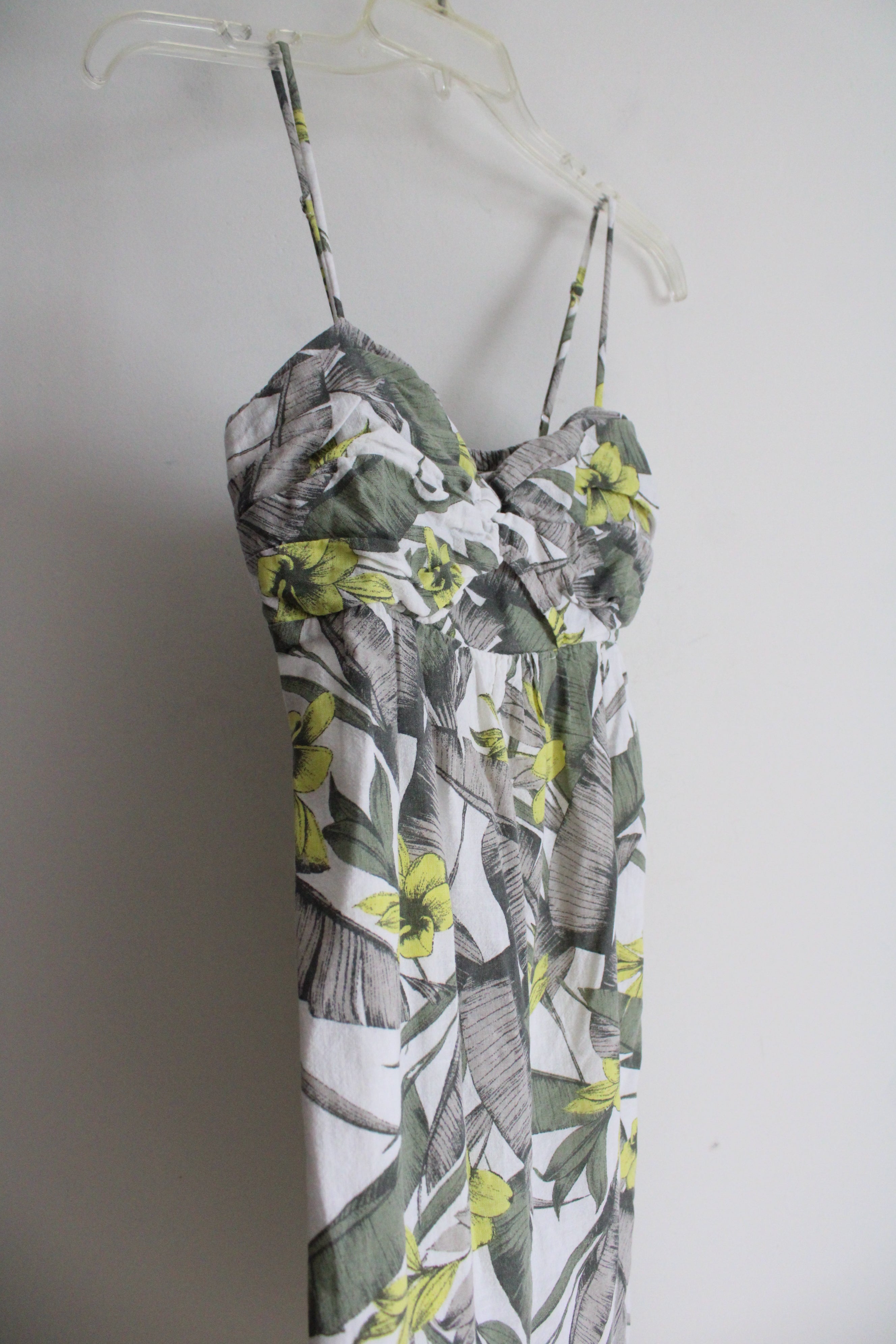 Banana Republic Green Tropical Leaf Linen Blend Dress | 4