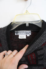 Hess's Made In Italy Vintage Gray Red Patterned Knit Sweater | L