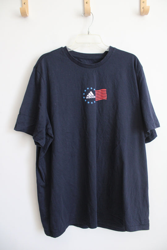 Adidas Navy American Flag Logo Tee | 2XL