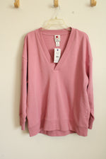 NEW Champion Pink V-Neck Tunic Pullover Sweatshirt | M