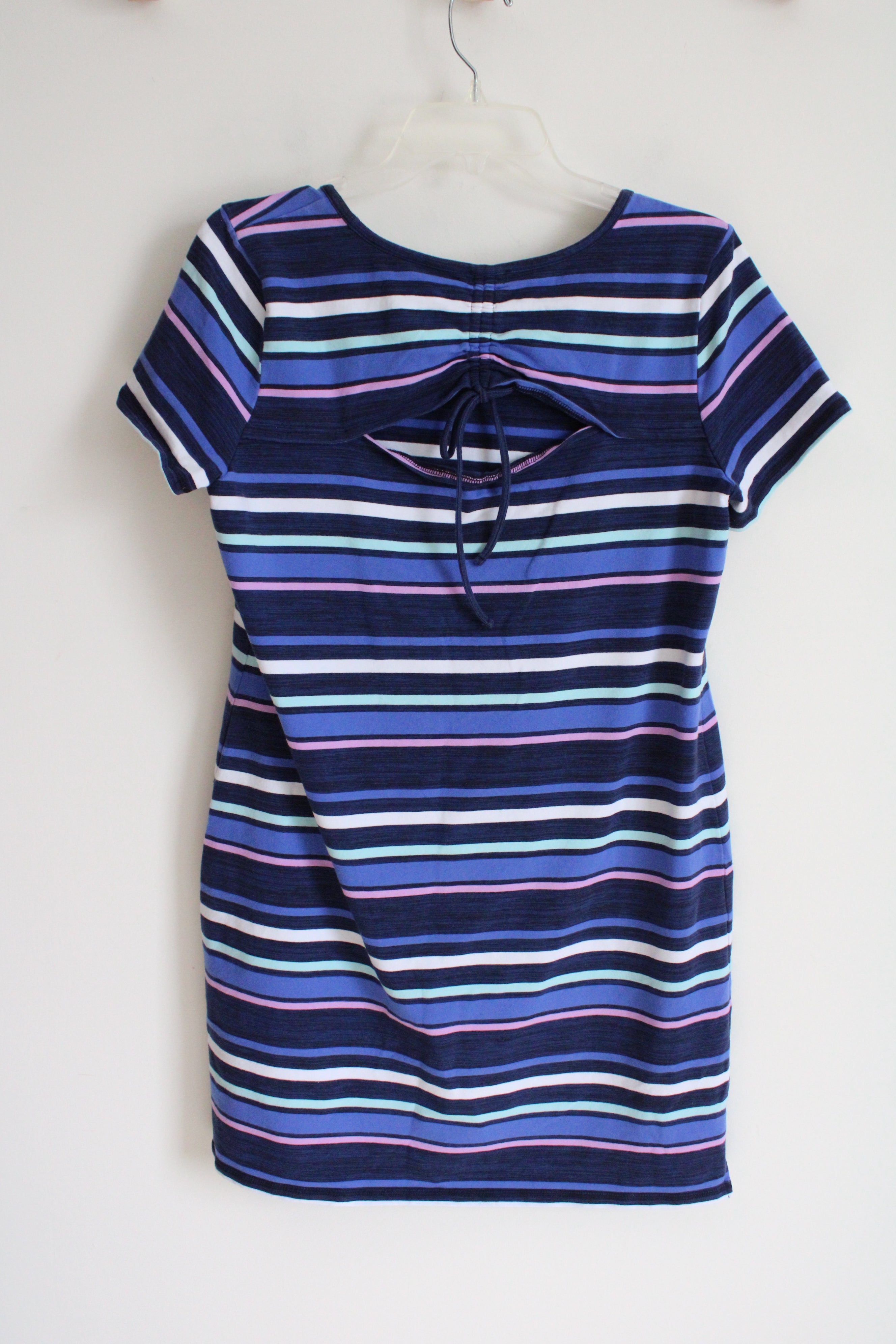 T By Talbots Blue Striped T-Shirt Dress | L
