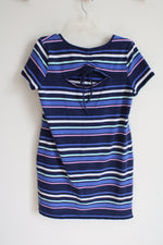 T By Talbots Blue Striped T-Shirt Dress | L