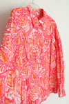 Jones New York Sport Pink Orange Paisley Button Down Shirt | XL