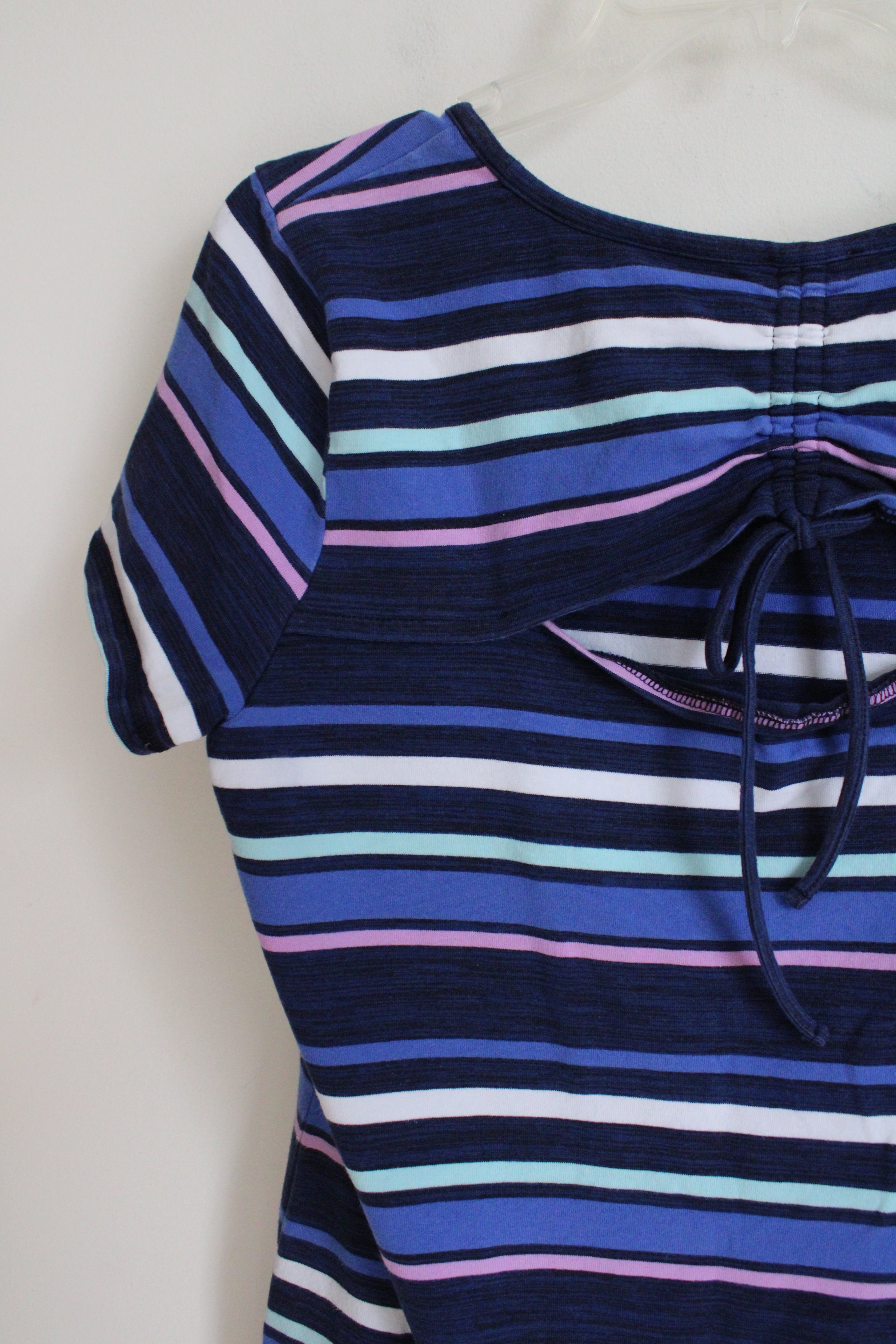 T By Talbots Blue Striped T-Shirt Dress | L
