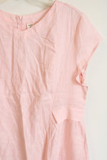 NEW Lintico 100% Natural Linen Pink V-Neck Dress | XXL
