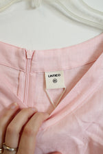 NEW Lintico 100% Natural Linen Pink V-Neck Dress | XXL