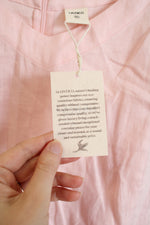 NEW Lintico 100% Natural Linen Pink V-Neck Dress | XXL