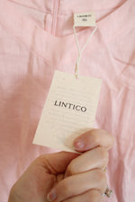 NEW Lintico 100% Natural Linen Pink V-Neck Dress | XXL