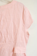 NEW Lintico 100% Natural Linen Pink V-Neck Dress | XXL
