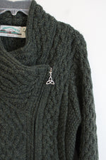 Arancrafts Ireland Green Cable Knit Long Side Zip Knit Jacket | M