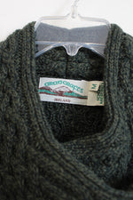 Arancrafts Ireland Green Cable Knit Long Side Zip Knit Jacket | M