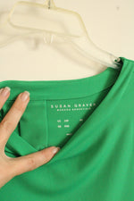 Susan Graver Green 3/4 Sleeve Long Stretch Top | 2XL