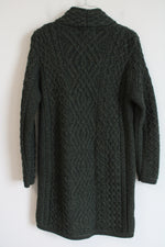 Arancrafts Ireland Green Cable Knit Long Side Zip Knit Jacket | M
