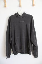 YUXUS Gray Waffle Knit Heavyweight Hoodie | L