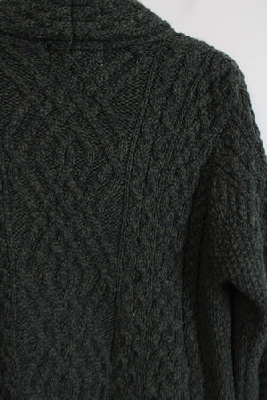 Arancrafts Ireland Green Cable Knit Long Side Zip Knit Jacket | M