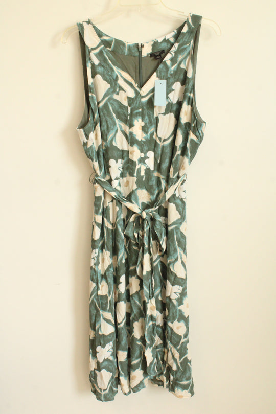 NEW Ann Taylor Green Floral Dress | 14 Petite