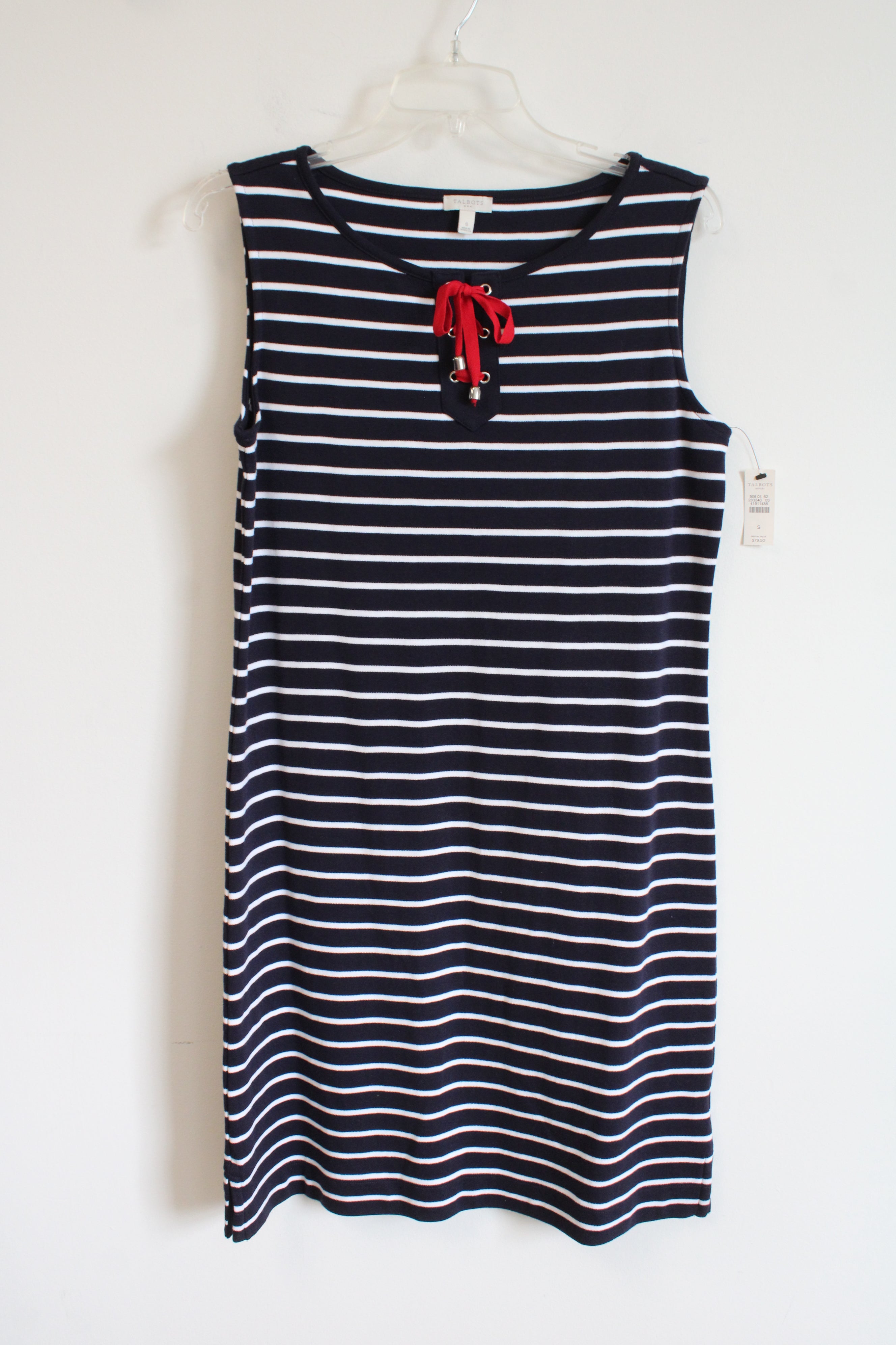 talbots shirt dress NEW Talbots Navy Blue Striped Tank Dress