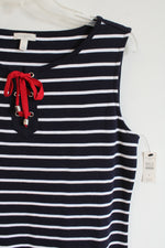 NEW Talbots Navy Blue Striped Tank Dress | S