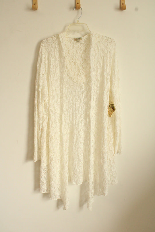 NEW One World White Lace LS Cover-up with Hood | 2XL