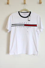 NEW Tommy Hilfiger Regular Fit White Embroidered Logo Tee | M