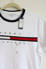 NEW Tommy Hilfiger Regular Fit White Embroidered Logo Tee | M