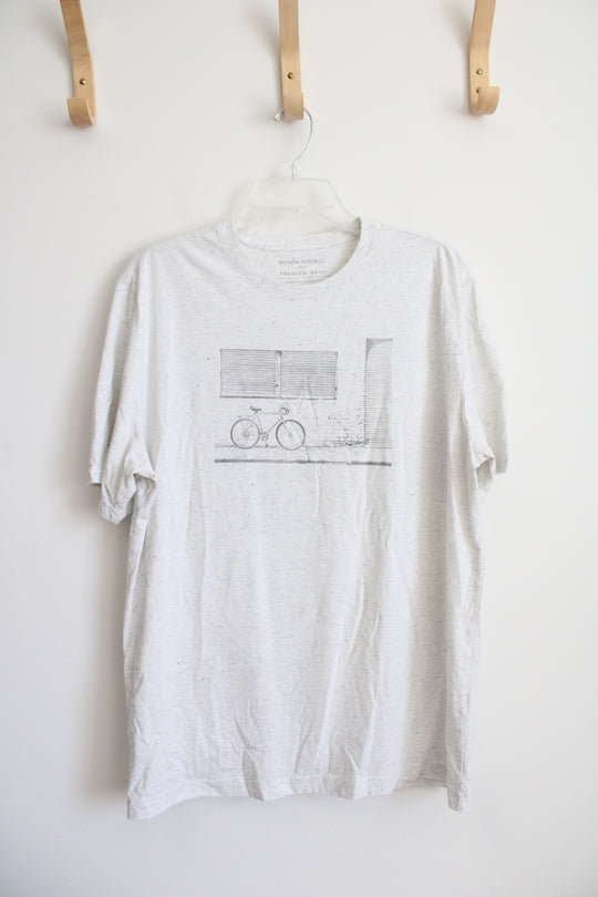 Banana Republic Speckled White Bike Shirt | L Tall