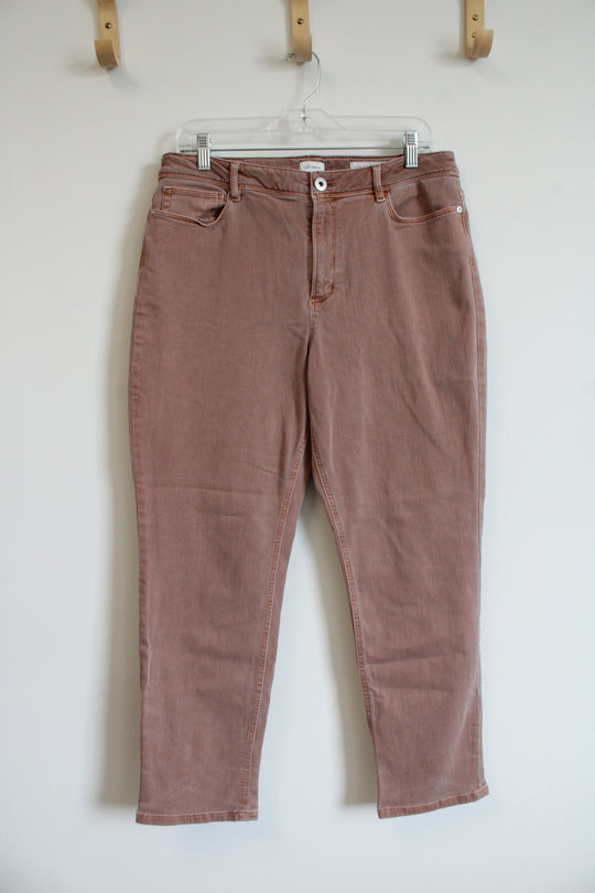 J.Jill High Rise Cropped Dusty Peach Jeans | 12