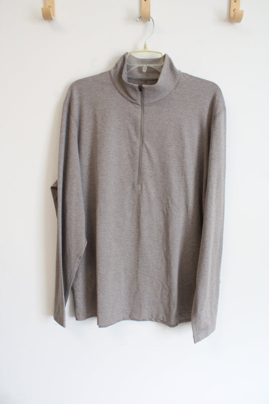 Tan Heathered 1/2 Zip Pullover Shirt | 2XL