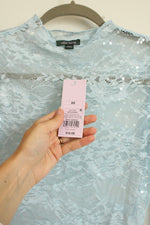 NEW Wild Fable Light Blue Sequined Lace Long Sleeved Top | XS