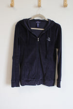 Ralph Lauren Navy Blue Velour Zip Up Hoodie | M