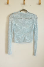 NEW Wild Fable Light Blue Sequined Lace Long Sleeved Top | XS