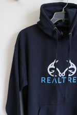 RealTree Navy Blue Logo Hoodie | L