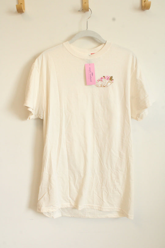 NEW Simply Southern Conch Shell Floral Cream Tee | M