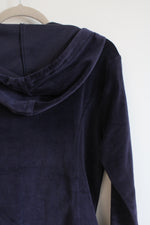 Ralph Lauren Navy Blue Velour Zip Up Hoodie | M